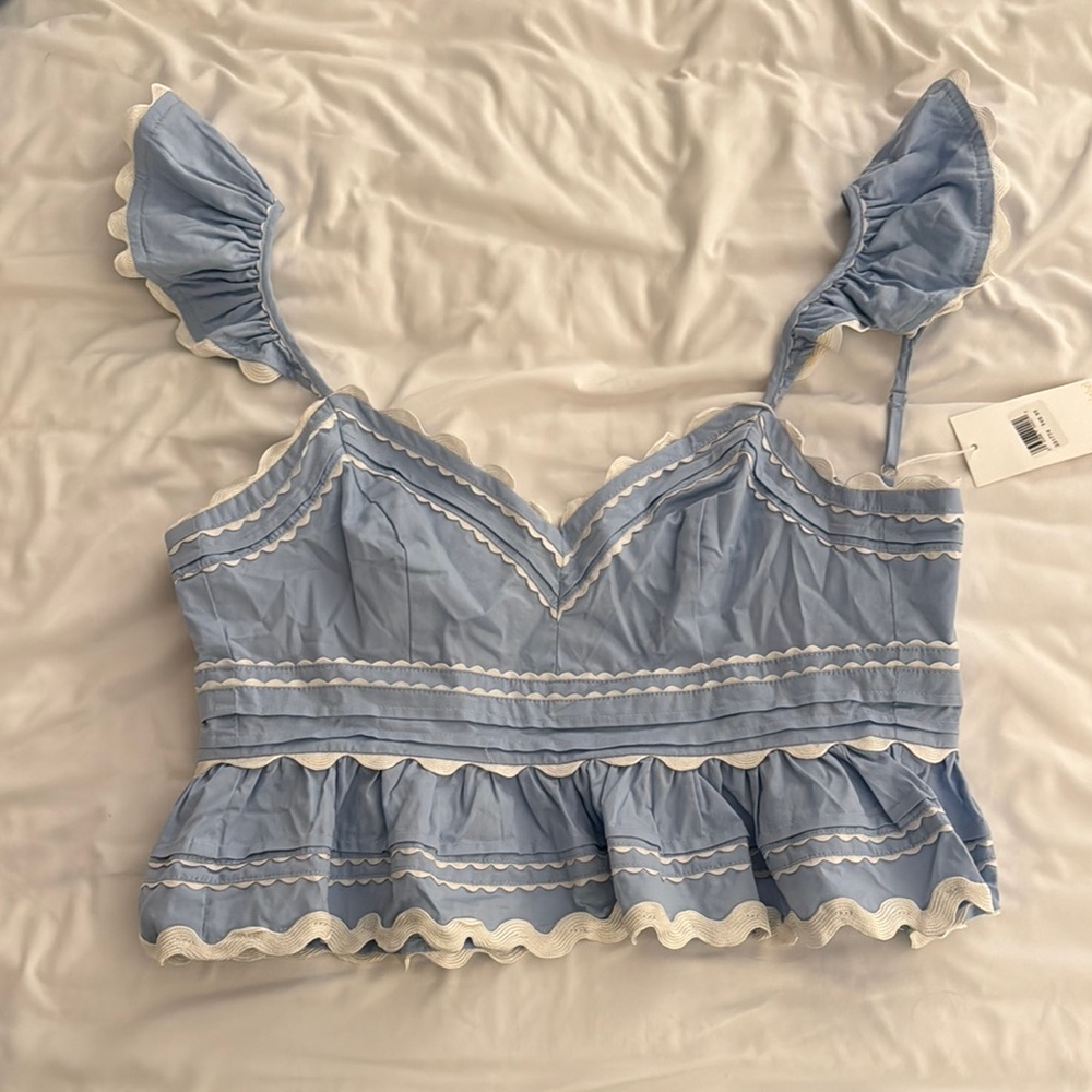 Blue Ruffled Women's Top
